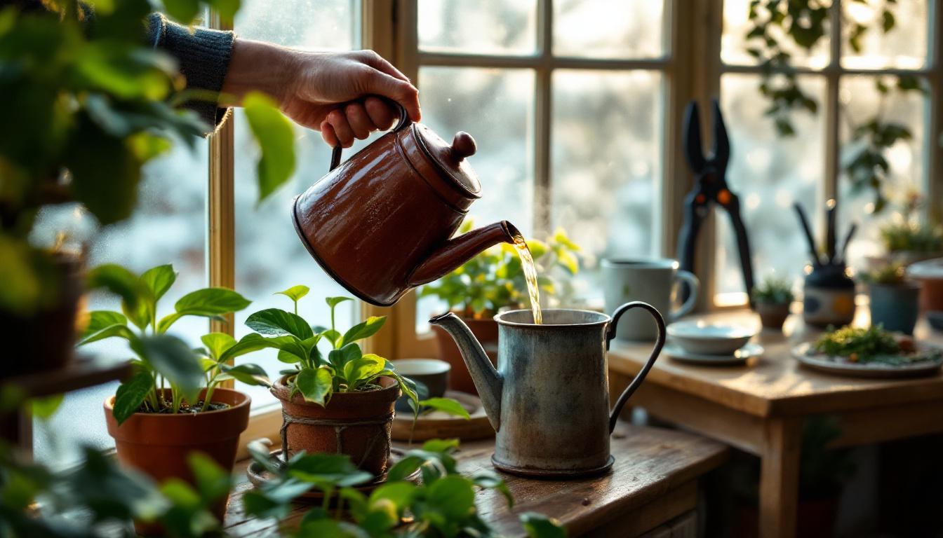 ontdek het wintergeheim van tuiniers: brandnetelthee gemaakt met regenwater voor gezonde en sterke kamerplanten. natuurlijk, effectief en duurzaam.