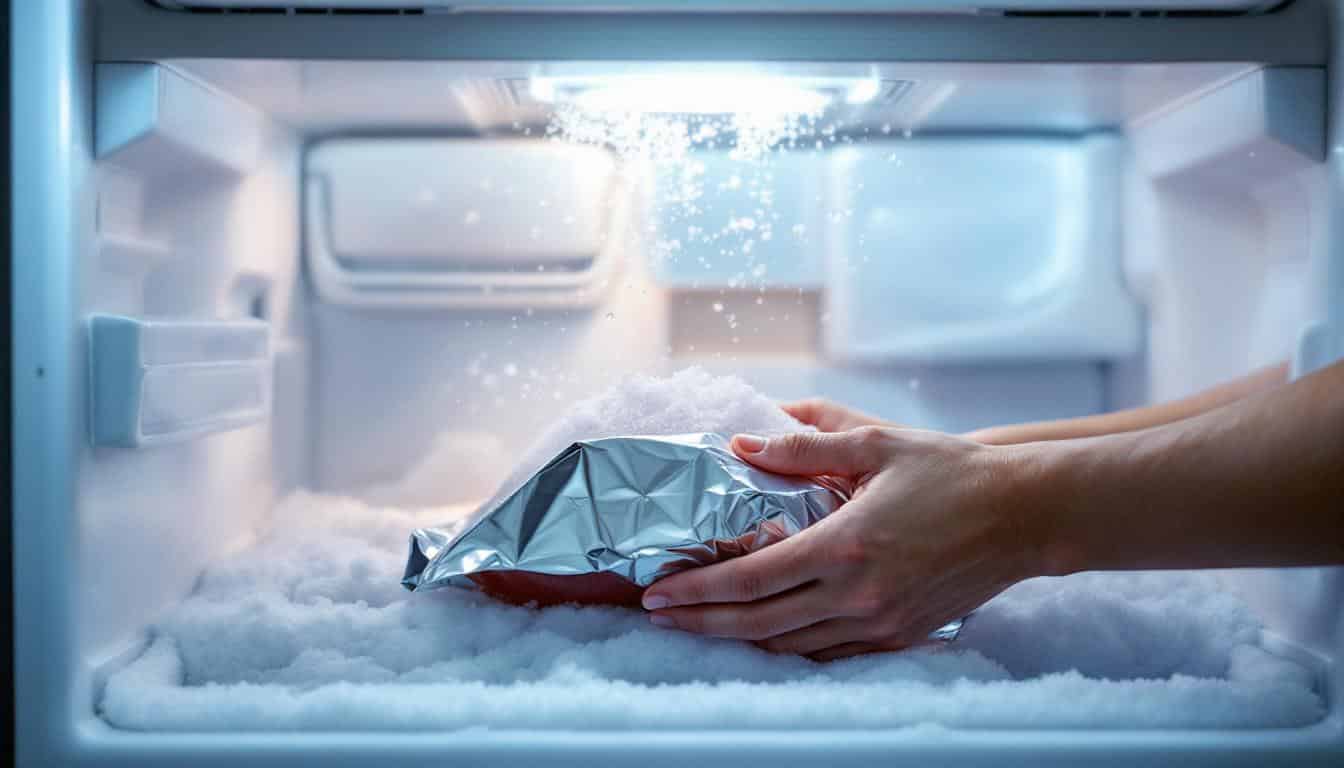 voorkom ijsvorming in uw diepvriezer eenvoudig met aluminiumfolie en los het probleem binnen 5 minuten op.