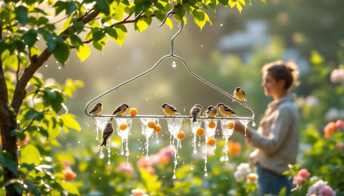 ontdek hoe een simpele metalen kleerhanger in de tuin gebruikt kan worden om vogels te helpen en hun leefomgeving te verbeteren.